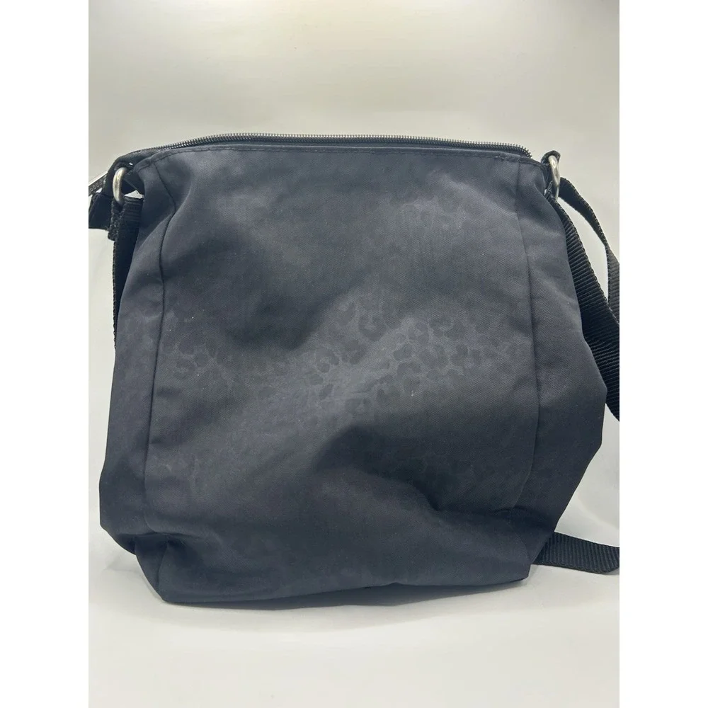 BAGGALLINI Purse Black Cheetah Print Nylon‎ Town Bagg Crossbody Lightweight Bag